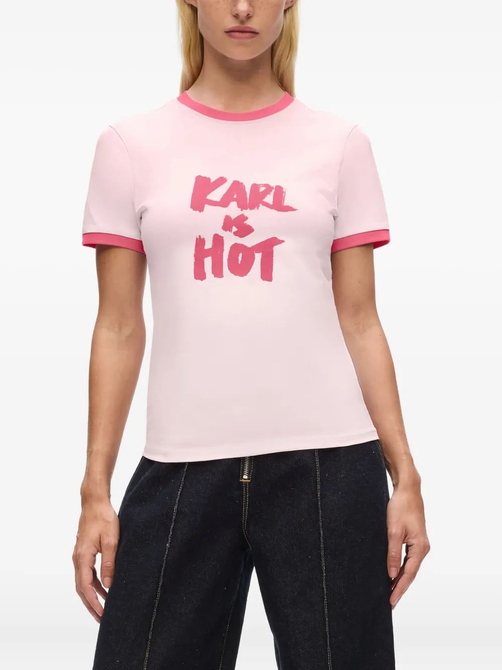 Karl Lagerfeld Karl Is Hot Cotton T-shirt In Pink