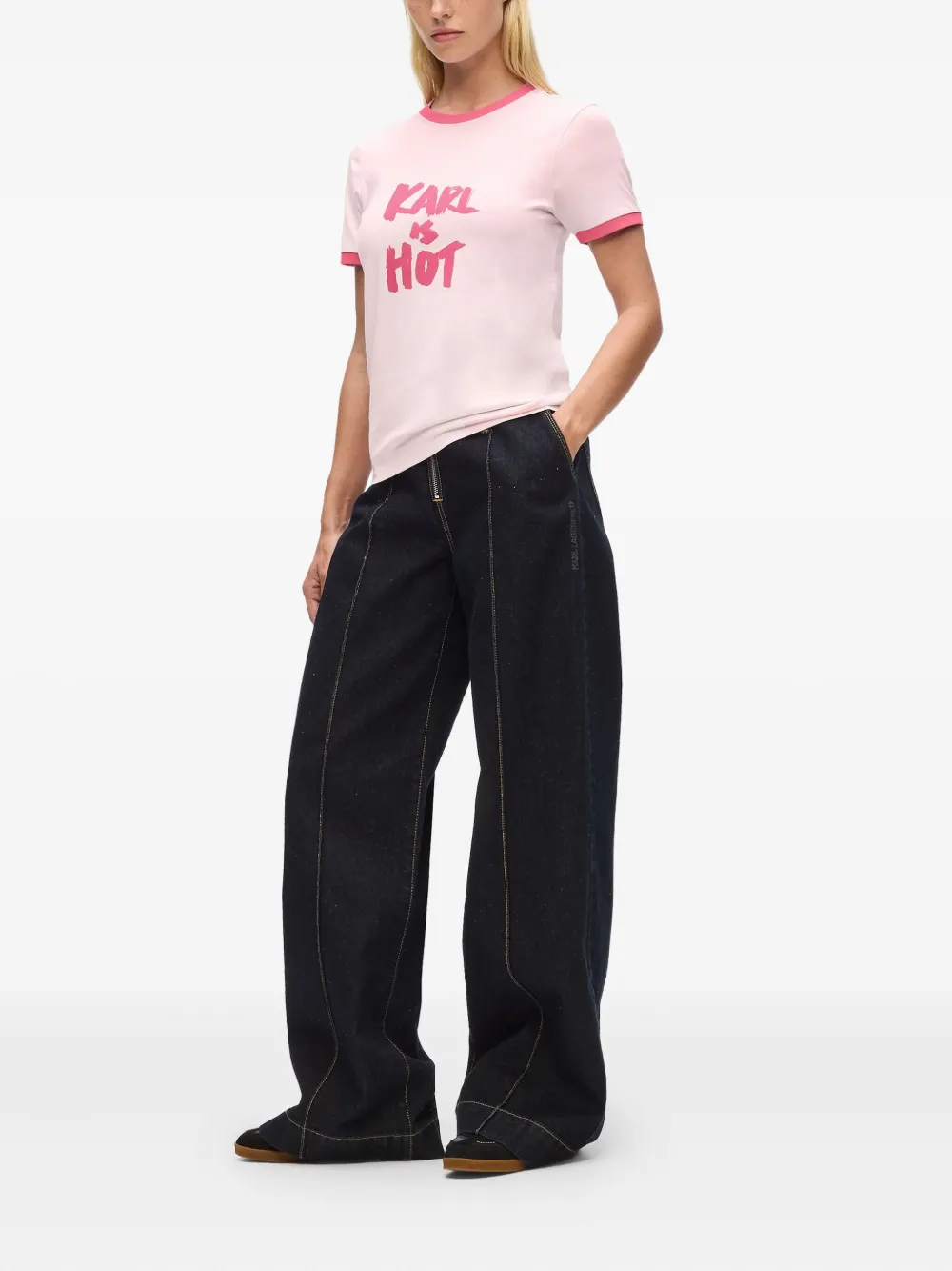 Karl Lagerfeld Karl Is Hot Cotton T-shirt In Pink