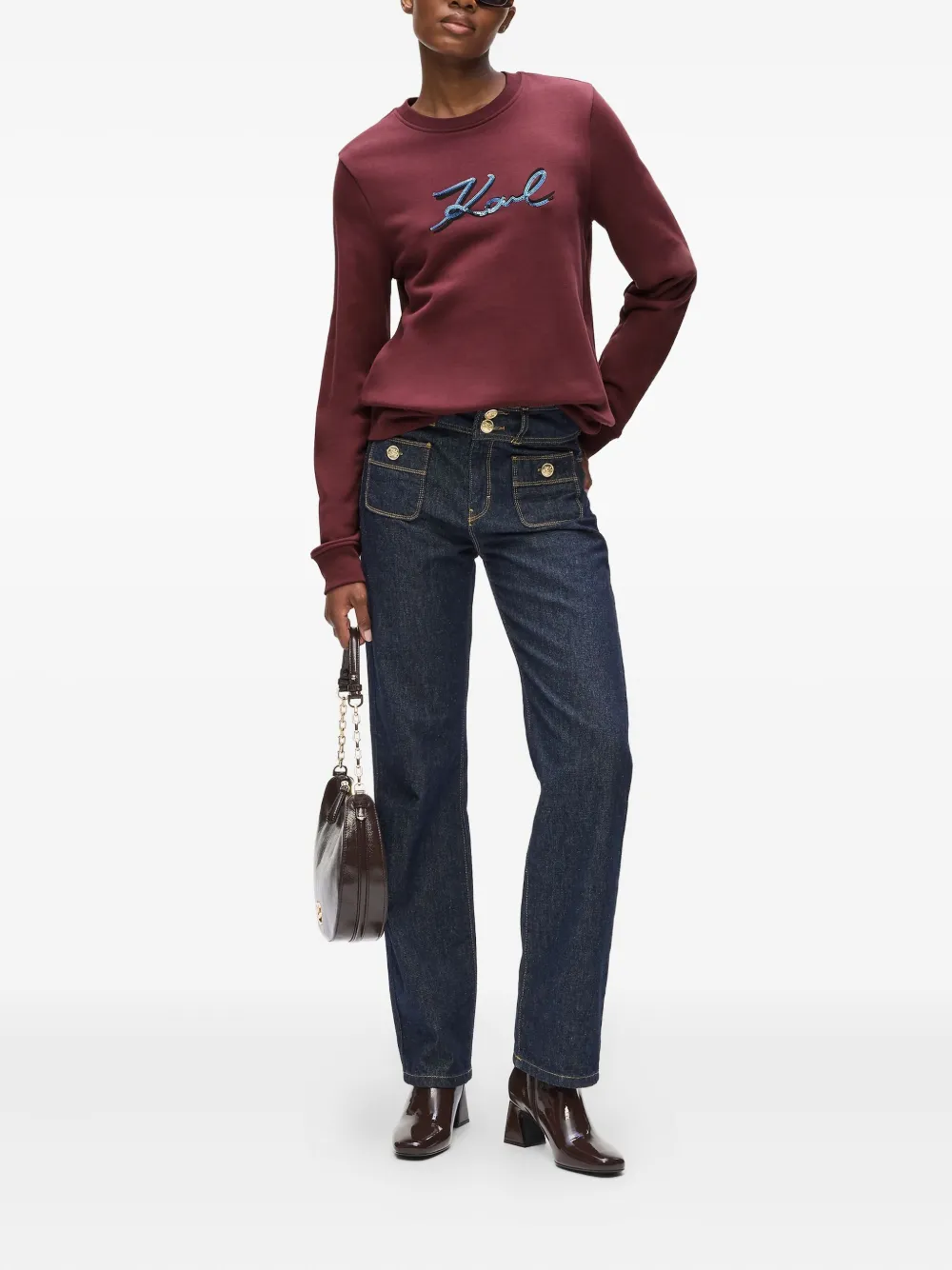 Karl Lagerfeld Sequin-embellished Sweatshirt In Red