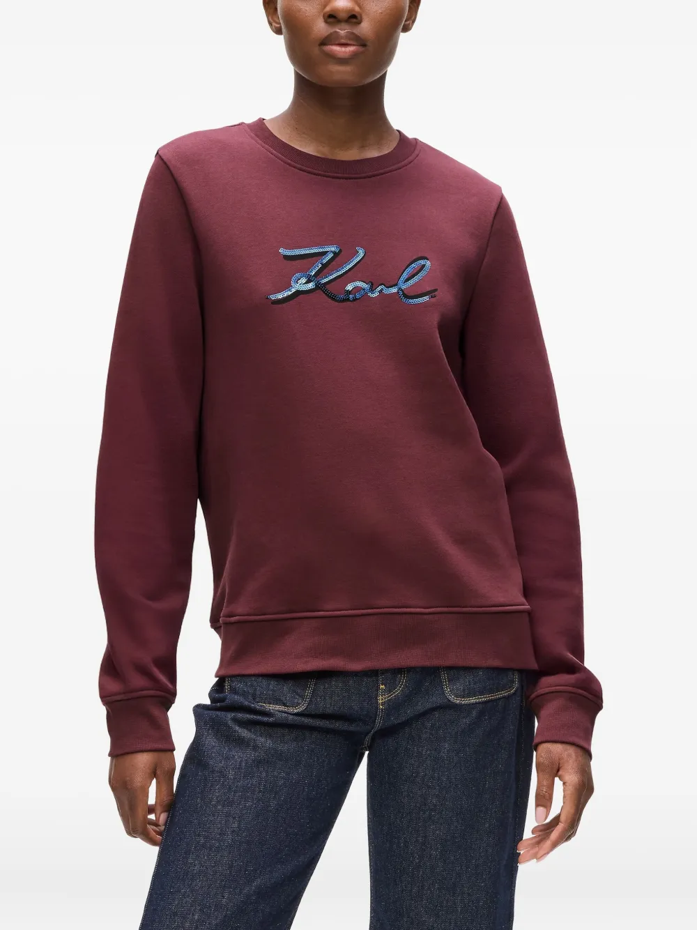 Karl Lagerfeld Sequin-embellished Sweatshirt In Red
