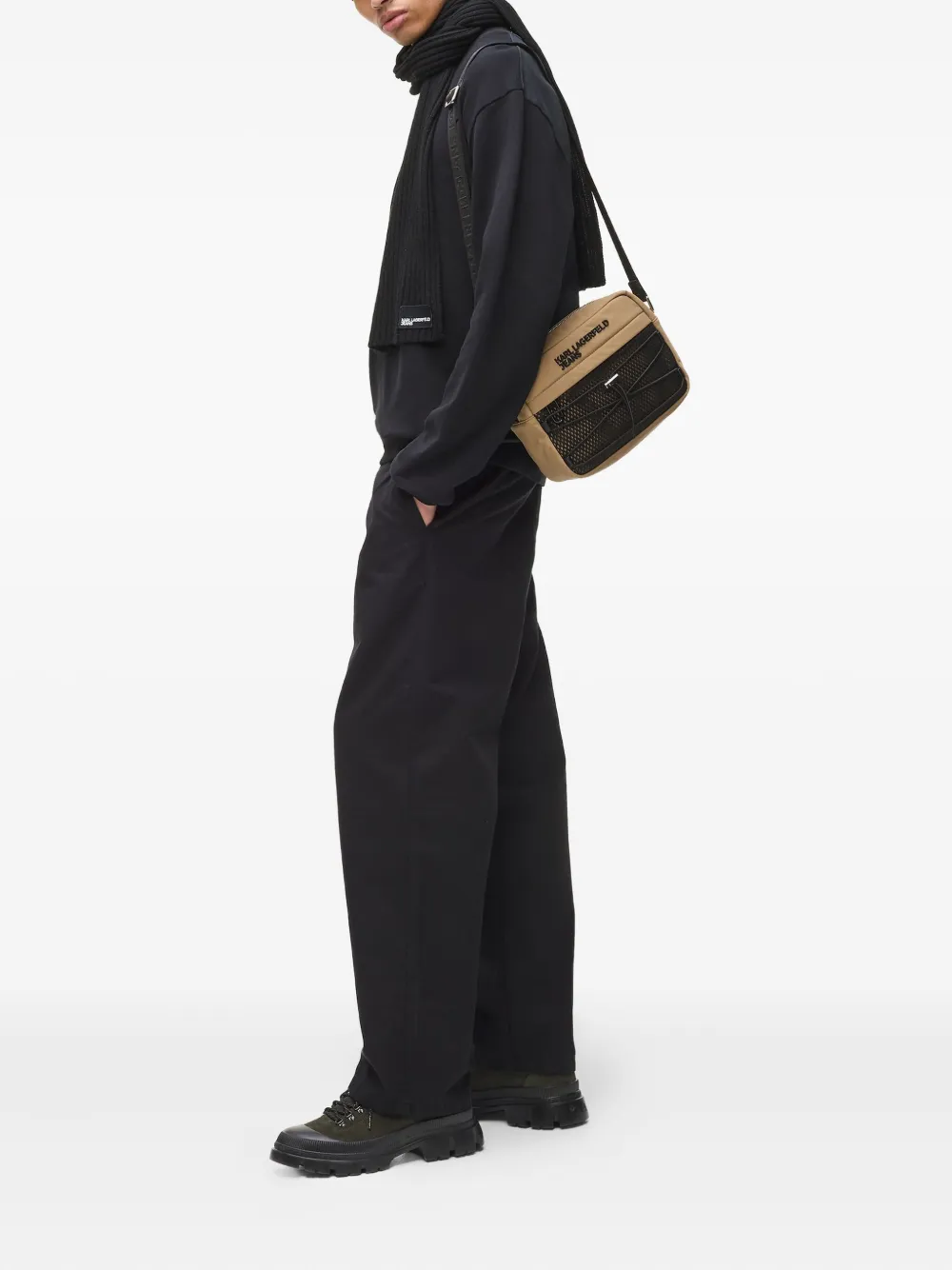 Karl Lagerfeld Jeans Cargo messengertas met mesh vlak - Bruin