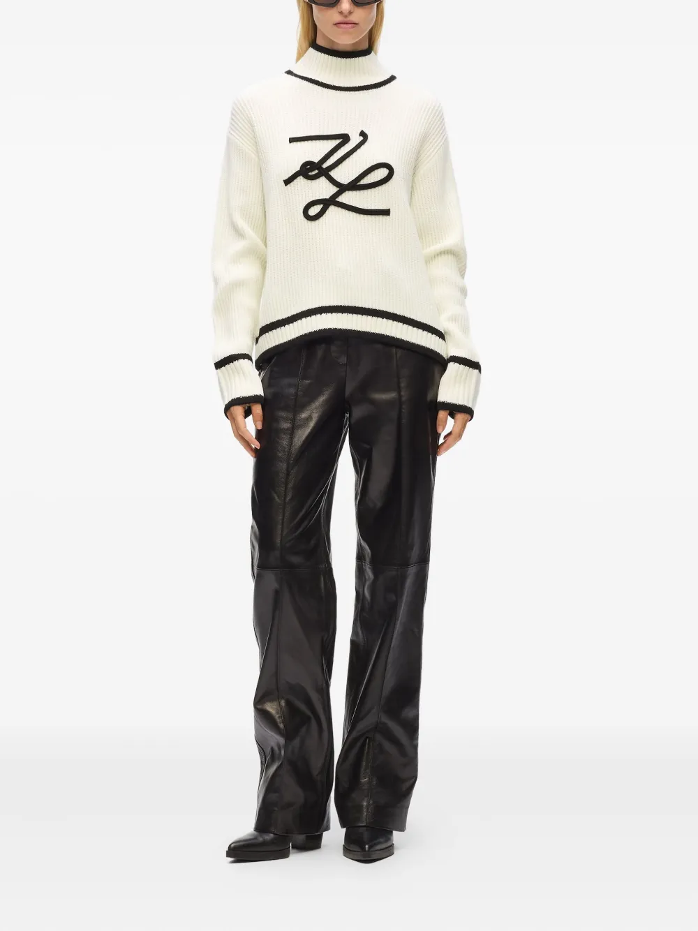 Karl Lagerfeld logo-embroidered ribbed knit sweater | Knitted Sweaters | Image 2