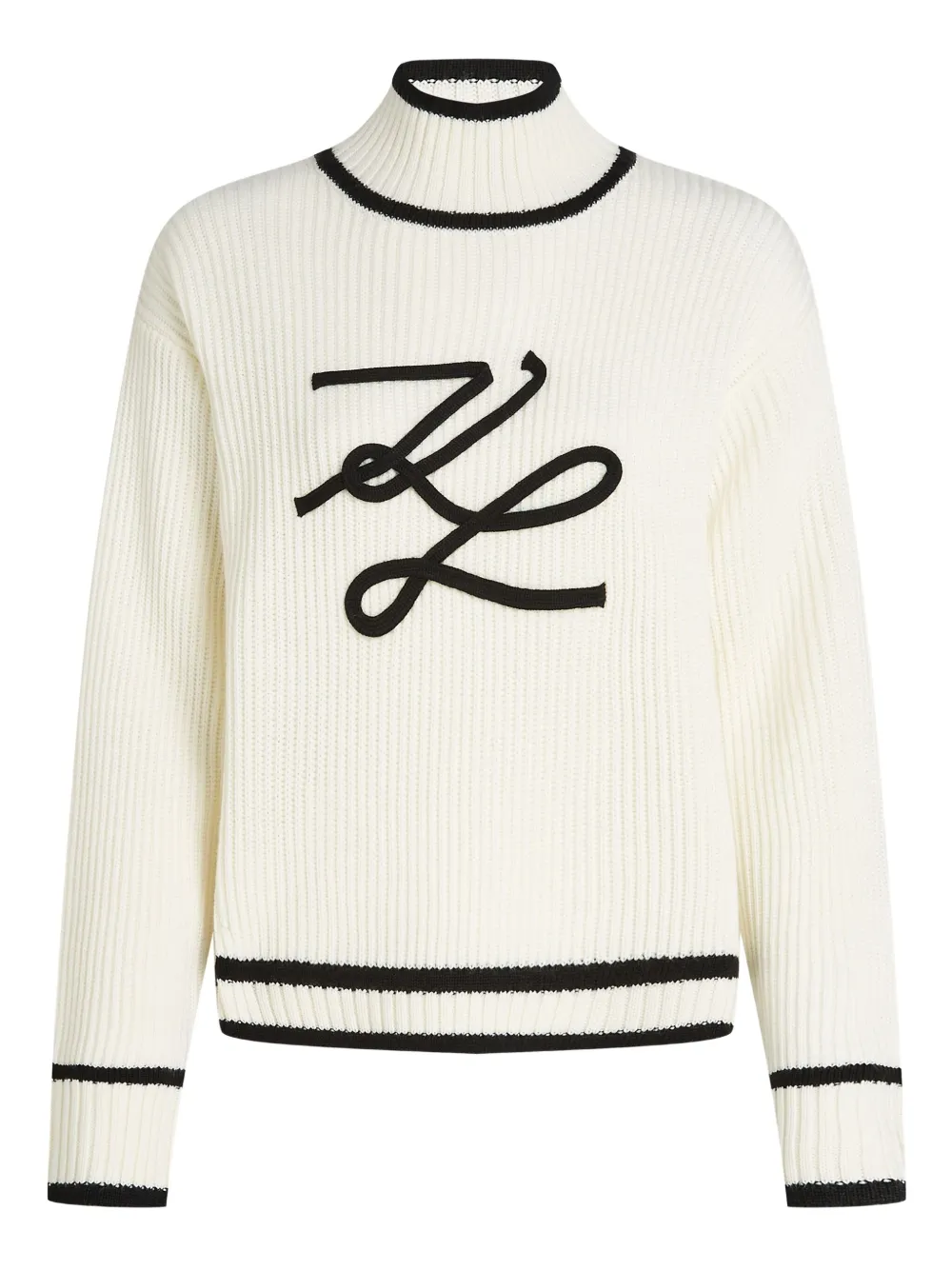 Karl Lagerfeld logo-embroidered ribbed knit sweater | White | Image 1