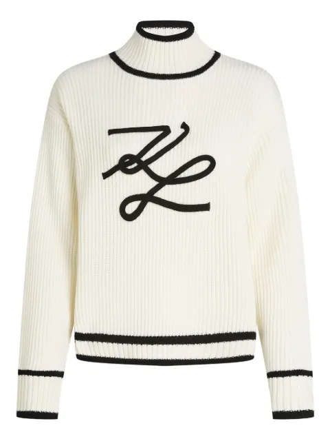 Karl Lagerfeld logo-embroidered ribbed knit sweater
