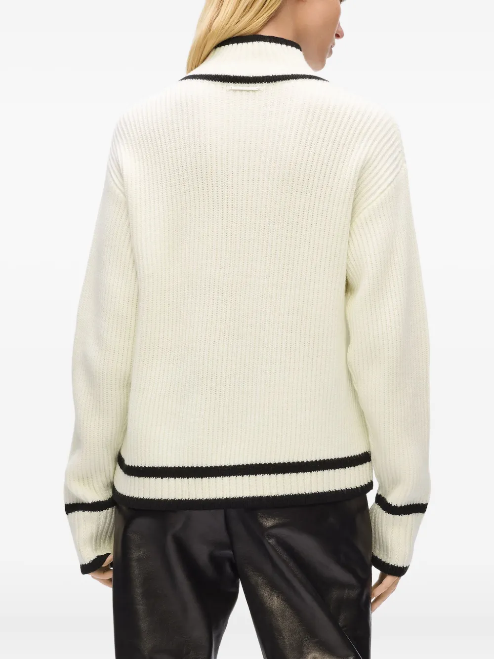 Karl Lagerfeld Logo-embroidered Ribbed Knit Sweater In White
