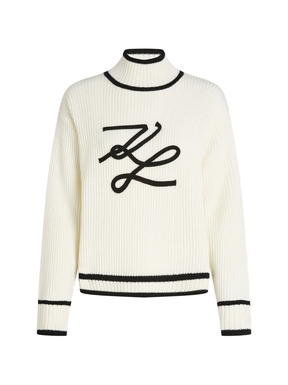 Karl Lagerfeld Maglione a coste con logo ricamo - Bianco