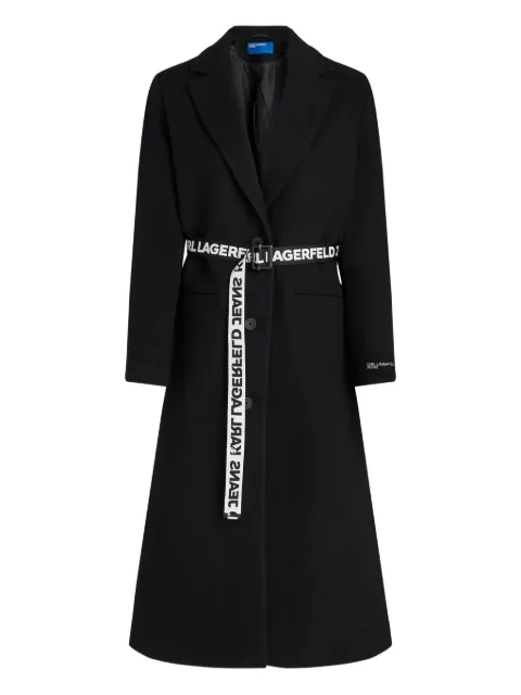 Karl Lagerfeld Jeans belted logo-jacquard coat
