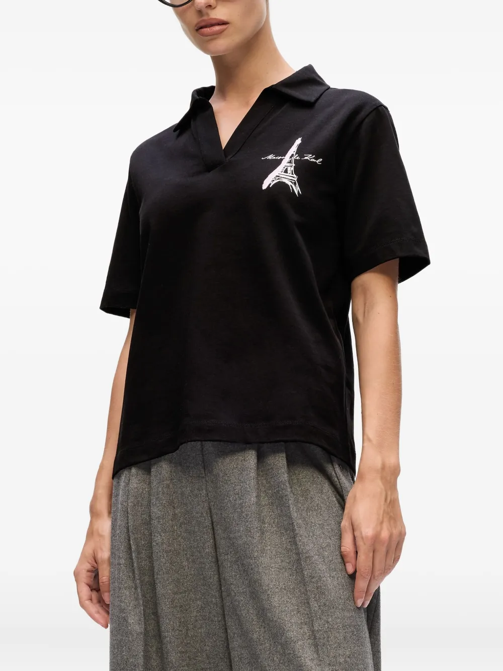 Karl Lagerfeld Eiffeltoren T-shirt met schetsprint Zwart