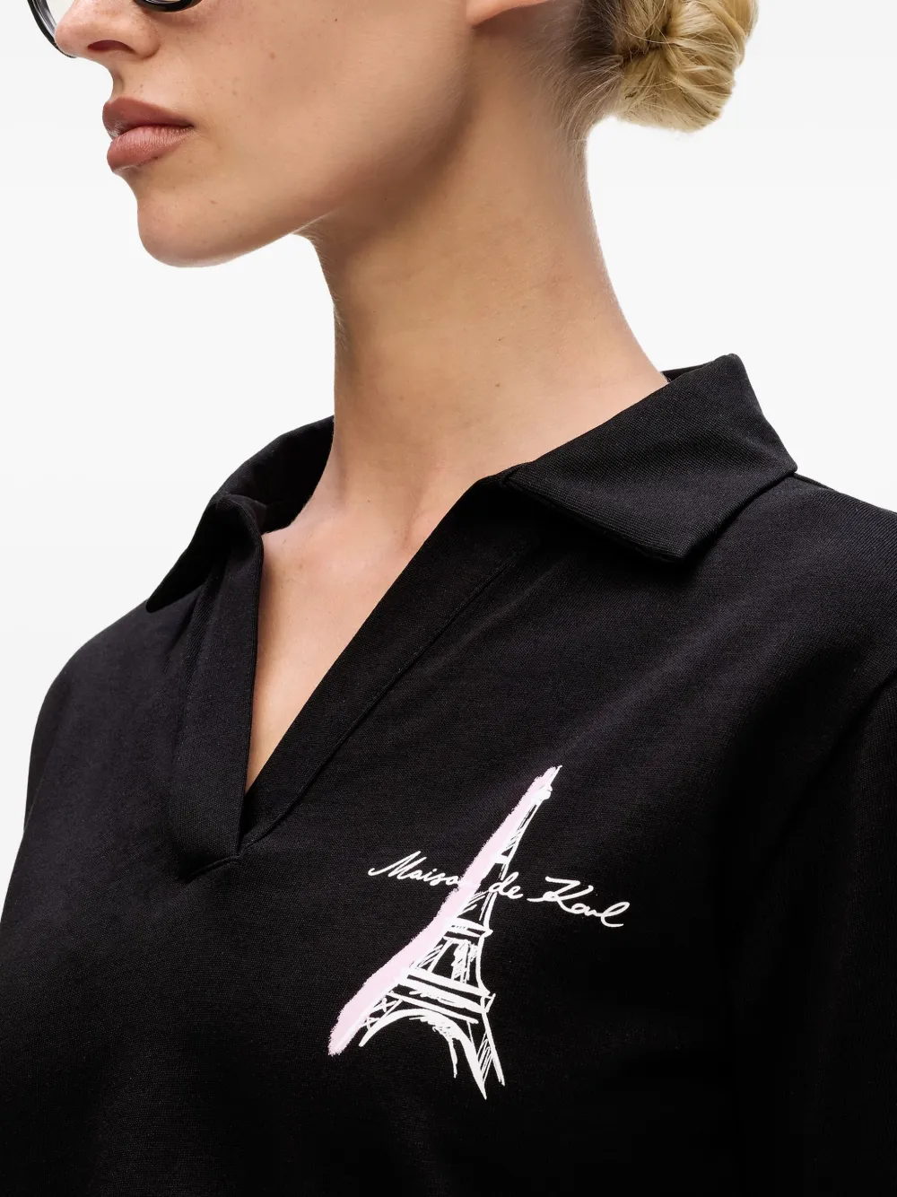 Karl Lagerfeld Eiffeltoren T-shirt met schetsprint Zwart