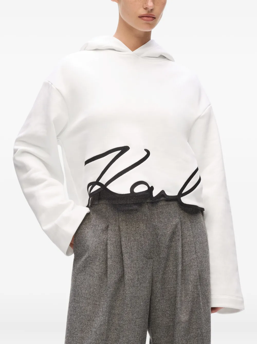 Karl Lagerfeld Hoodie met kenmerkende afwerking Wit