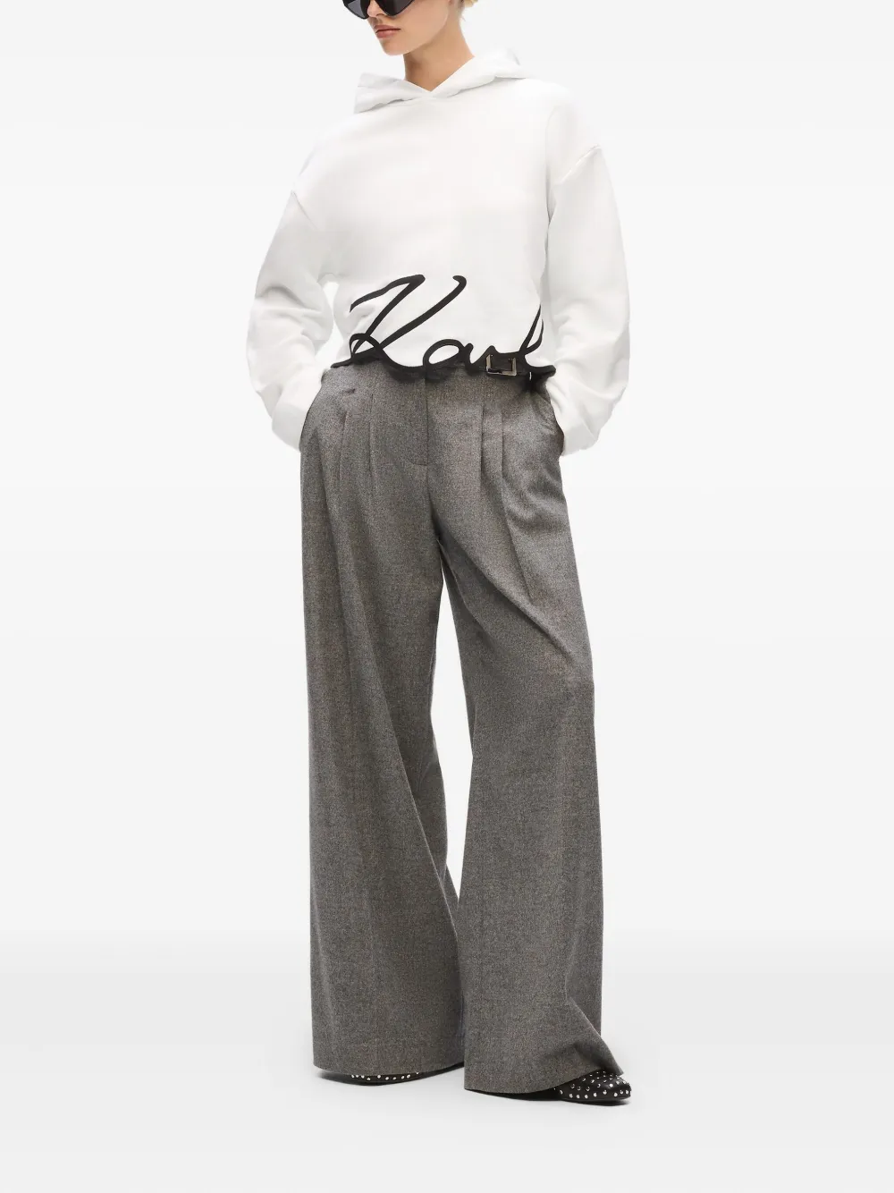Karl Lagerfeld Hoodie met kenmerkende afwerking Wit