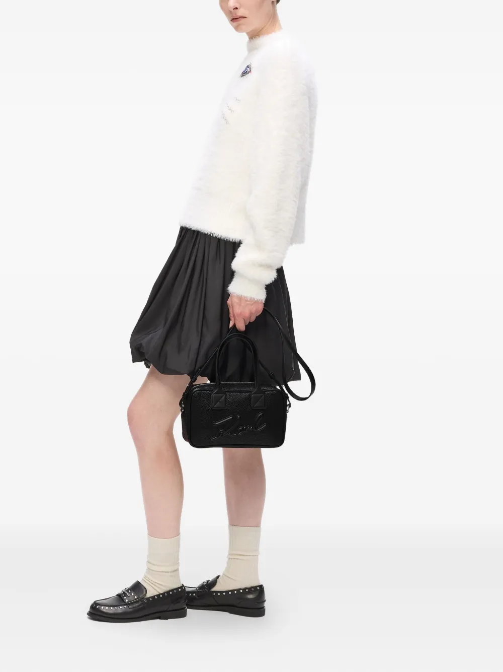 Karl Lagerfeld Shopper met logo-reliëf - Zwart