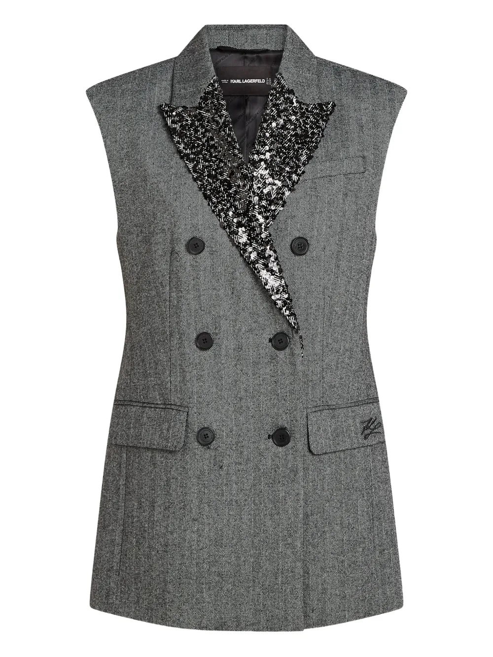 Karl Lagerfeld sequin-embellished double-breasted waistcoat | Grey | Image 1