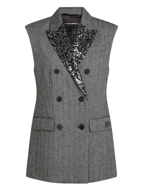 Karl Lagerfeld sequin-embellished double-breasted waistcoat
