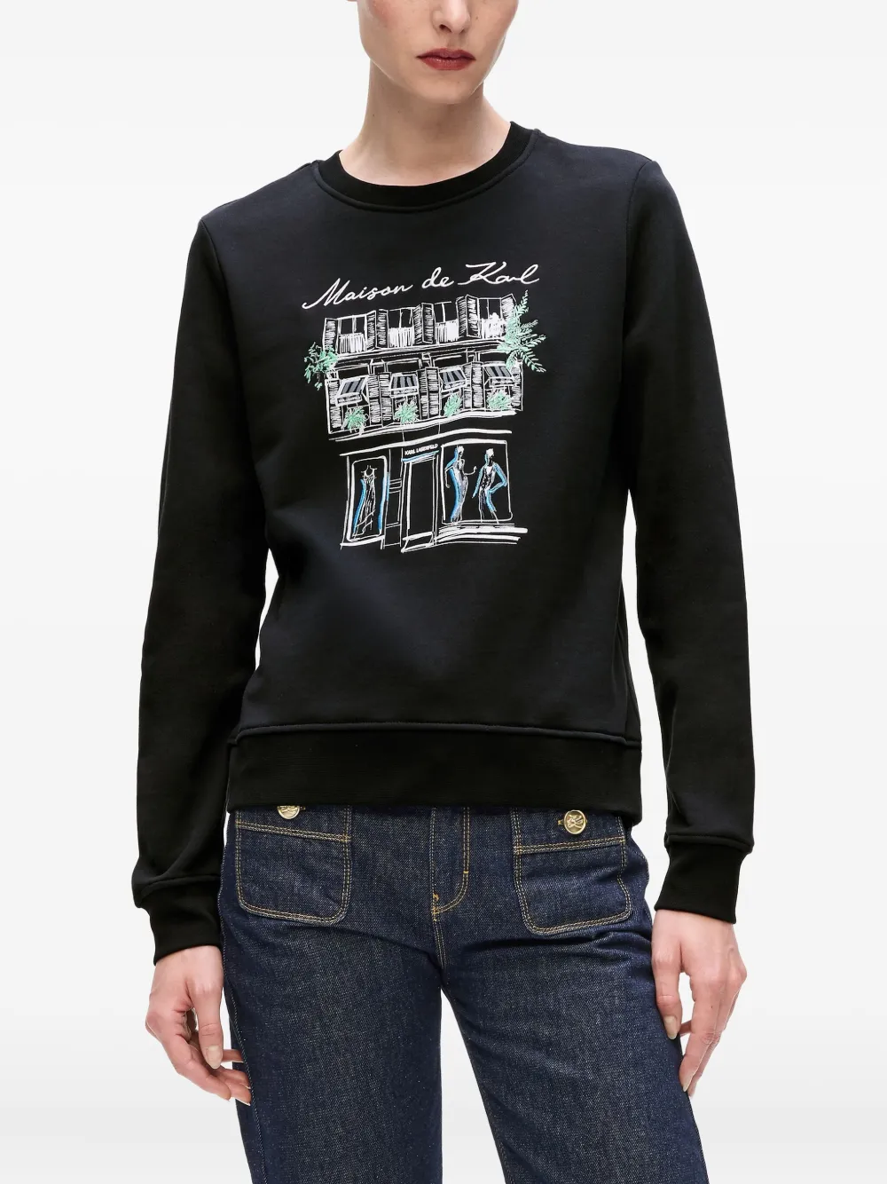 Karl Lagerfeld Paris Store Sketch Sweatshirt In Black