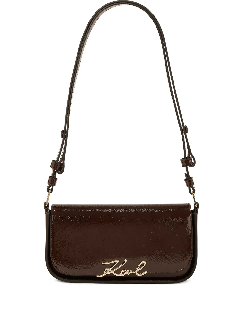Karl Lagerfeld K Signature Naplak schoudertas Bruin