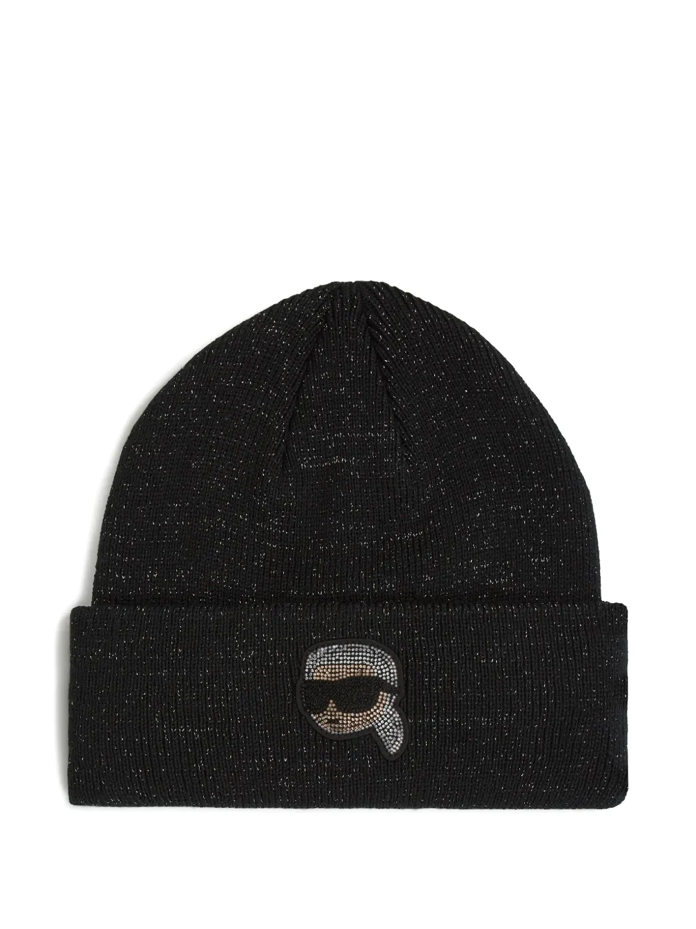 Karl Lagerfeld rhinestone-embellished lurex beanie | Black | Image 1