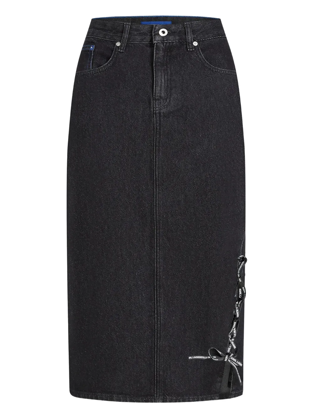 Karl Lagerfeld Jeans Lace-up Denim Skirt In Black