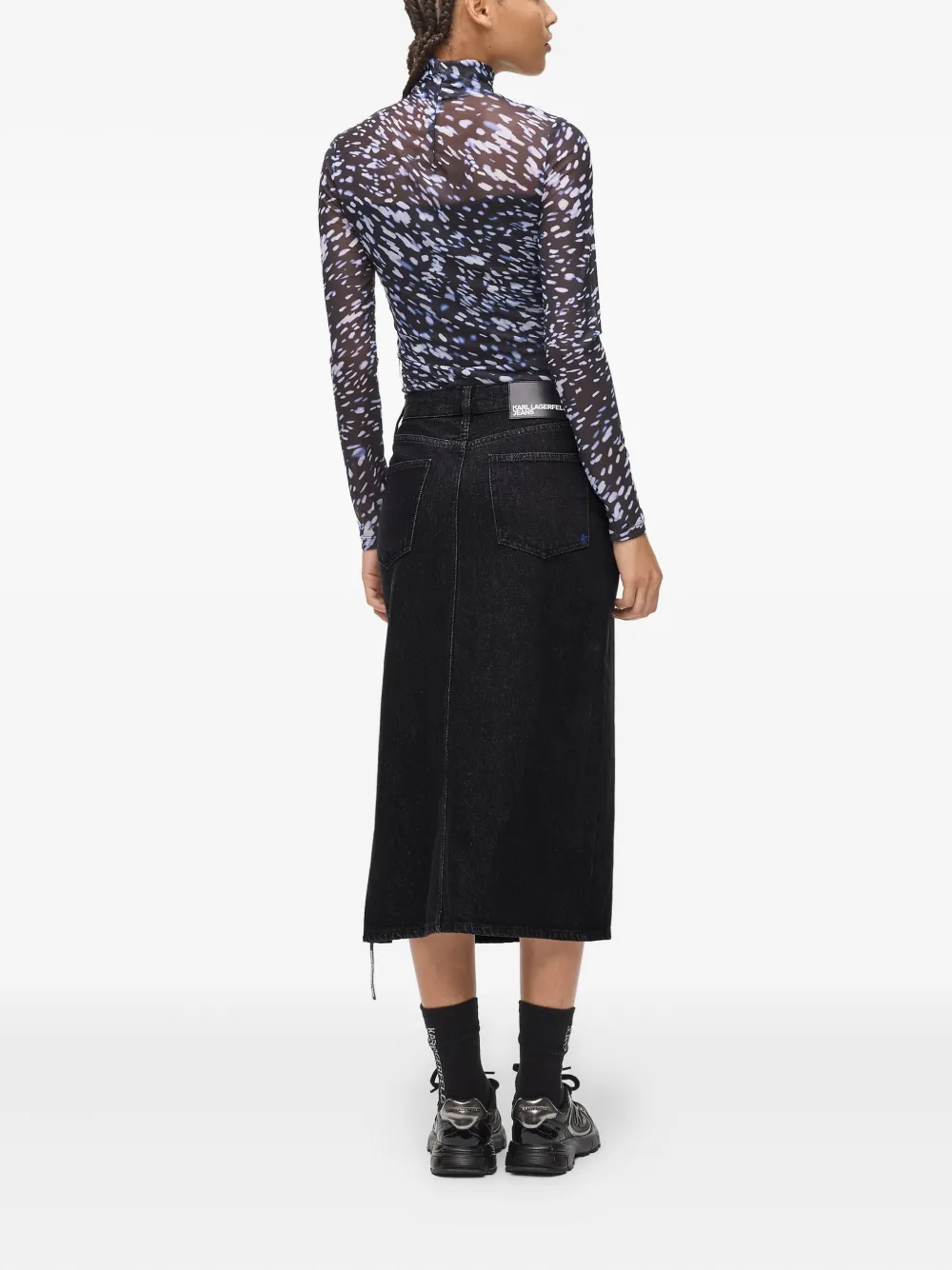 Karl Lagerfeld Jeans Lace-up Denim Skirt In Black