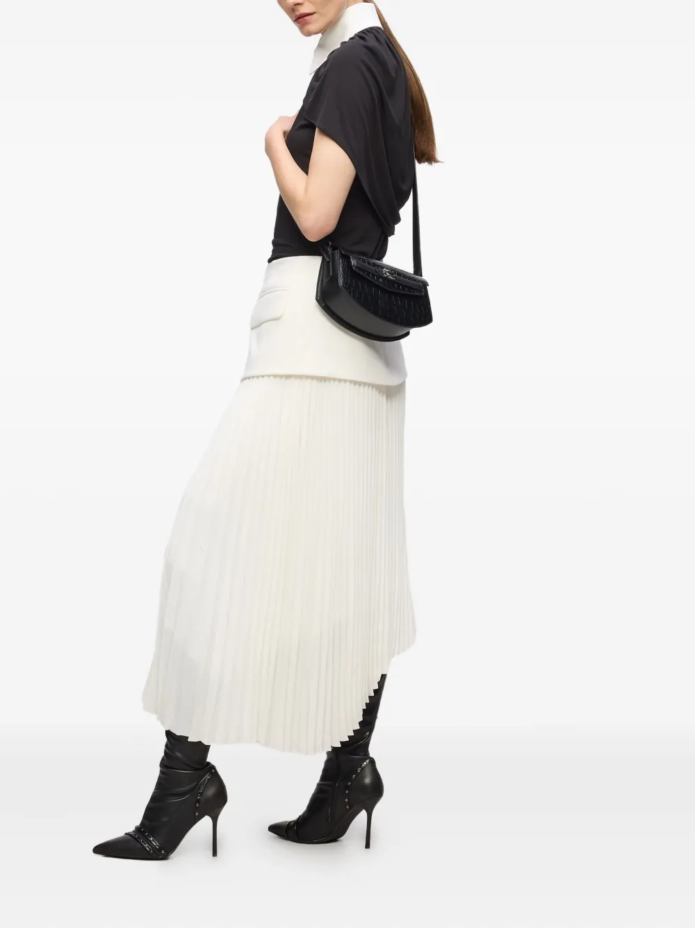 Karl Lagerfeld Karl Studio Crocodile-embossed Cross Body Bag In Black