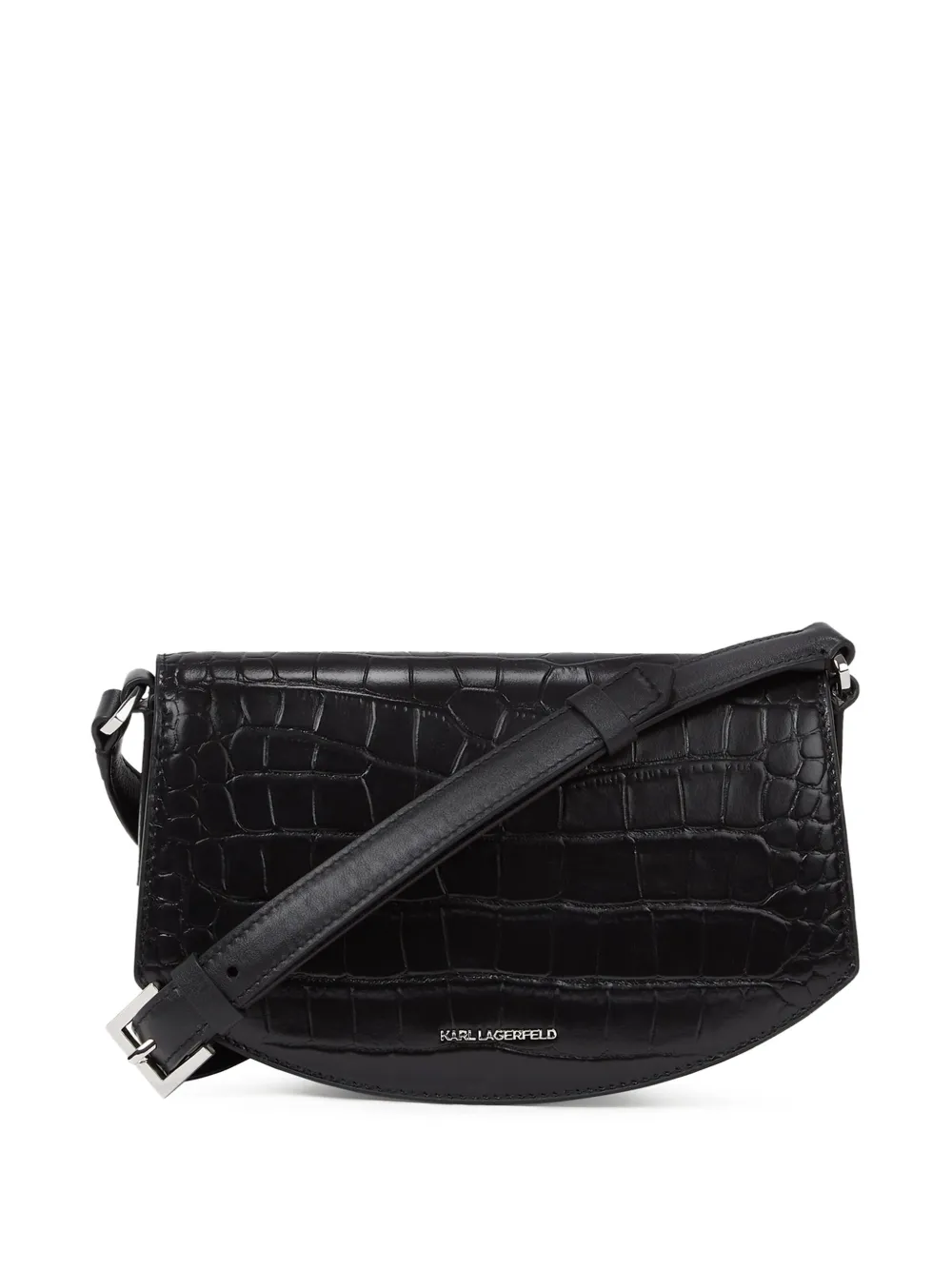 Karl Lagerfeld Karl Studio Crocodile-embossed Cross Body Bag In Black