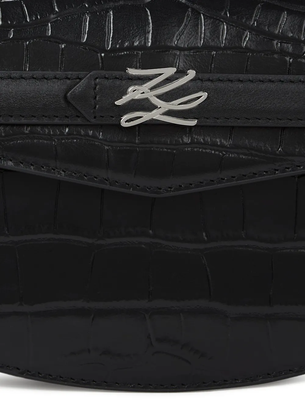 Karl Lagerfeld Karl Studio Crocodile-embossed Cross Body Bag In Black