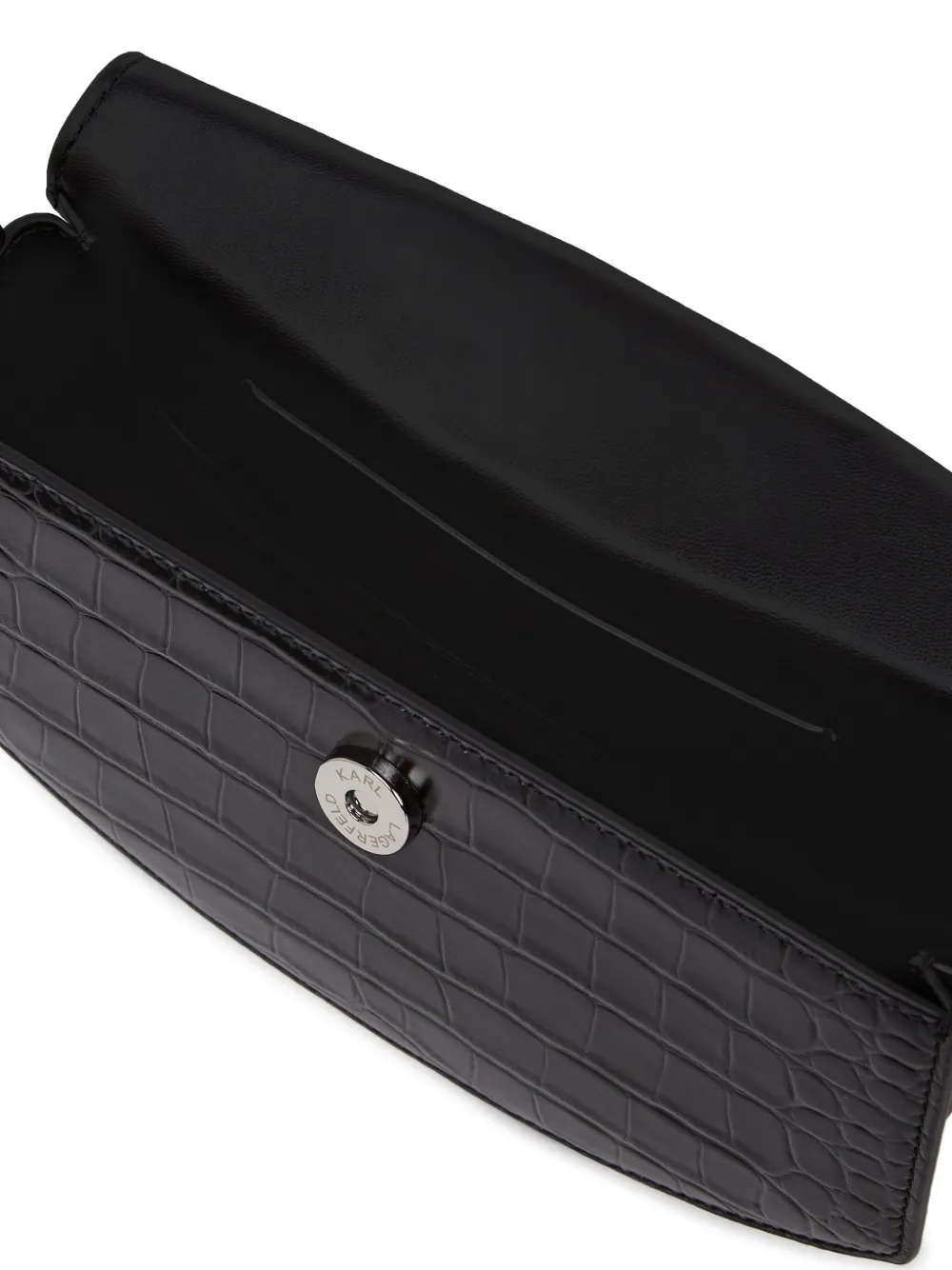 Karl Lagerfeld Karl Studio Crocodile-embossed Cross Body Bag In Black