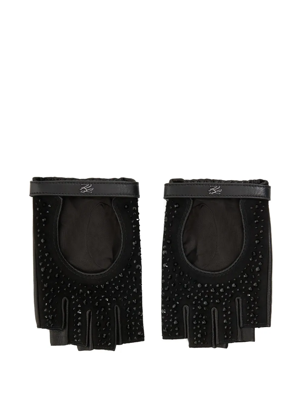 Karl Lagerfeld K/Autograph フィンガーレス グローブ - ブラック Karl Lagerfeld K/Autograph フィンガーレス グローブ - ブラック