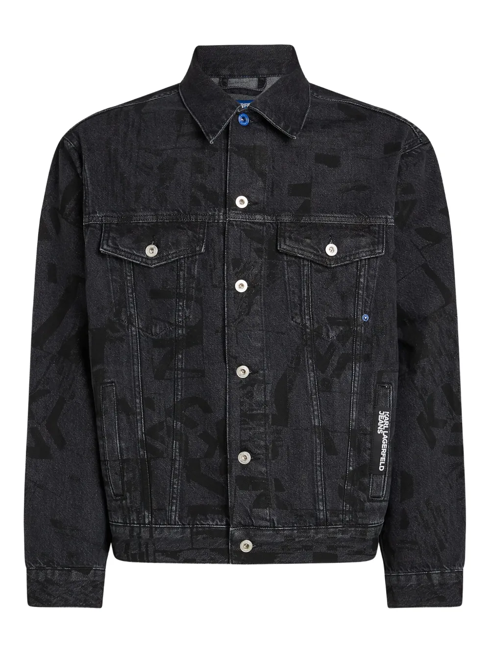 Karl Lagerfeld Jeans Logo-patch Denim Jacket In Black