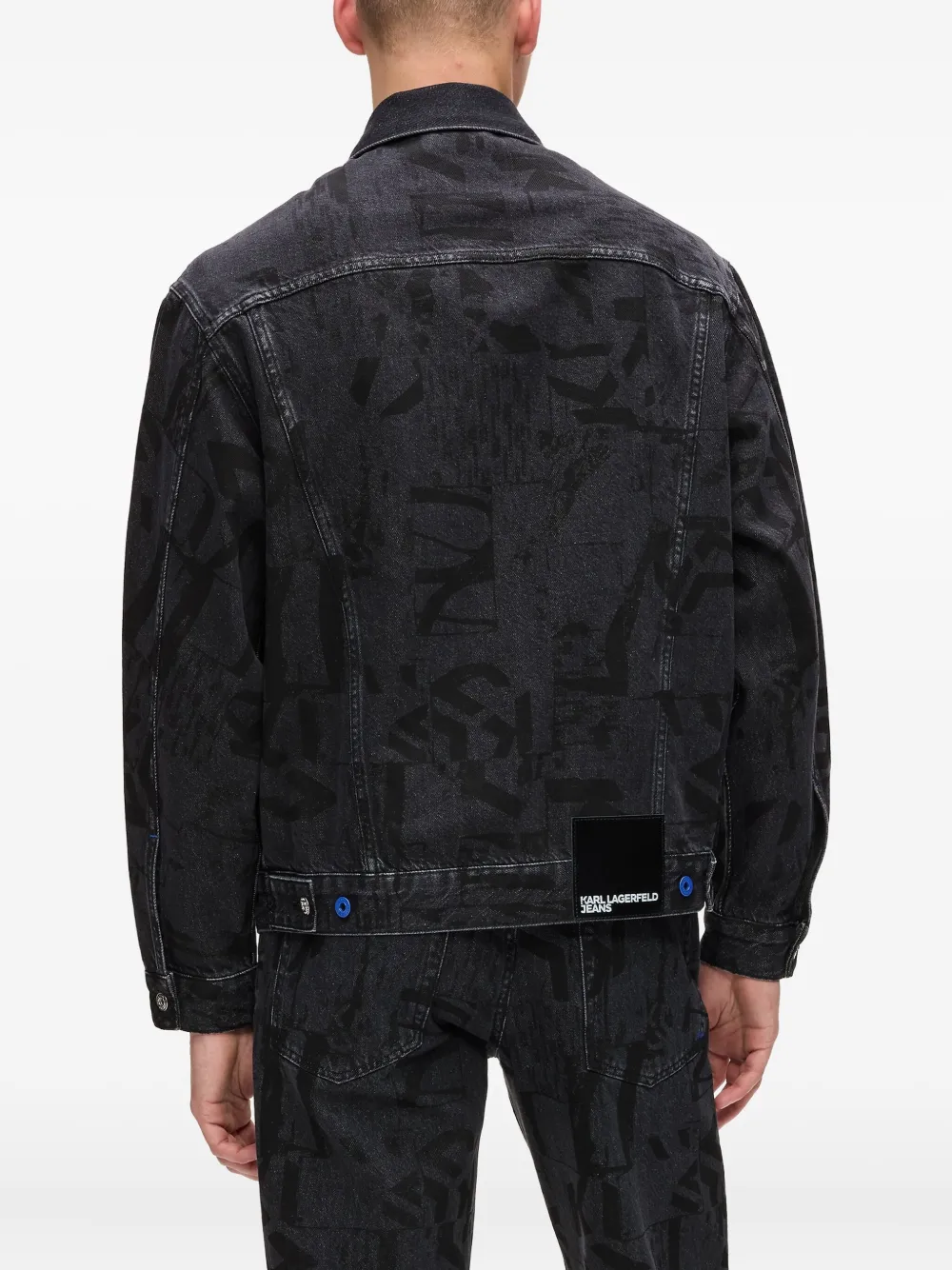 Karl Lagerfeld Jeans Logo-patch Denim Jacket In Black