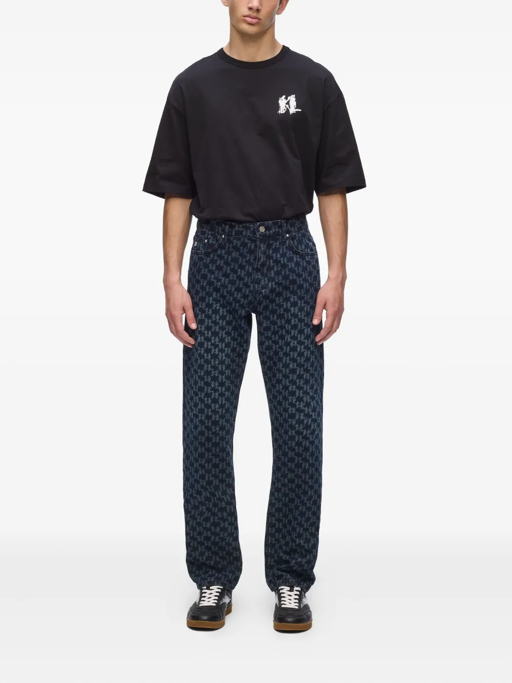 Karl Lagerfeld Jeans met all-over monogramprint - Blauw