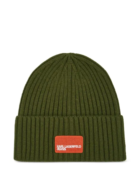 Karl Lagerfeld Jeans ribbed logo beanie