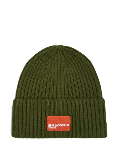 Karl Lagerfeld Jeans ribbed logo beanie