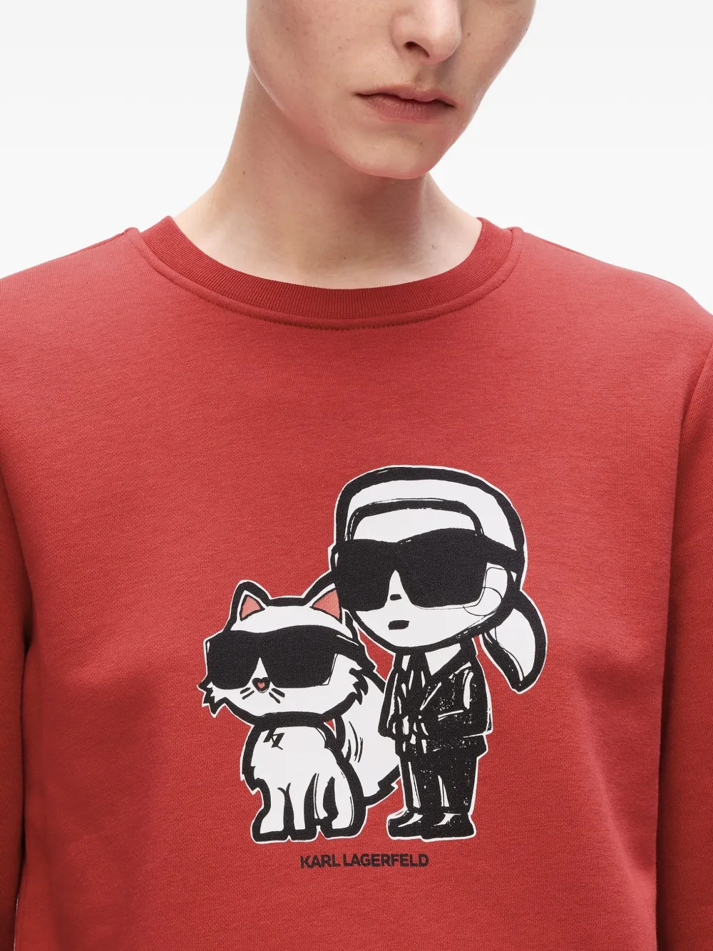 Karl Lagerfeld Sketch-print Sweater In Red