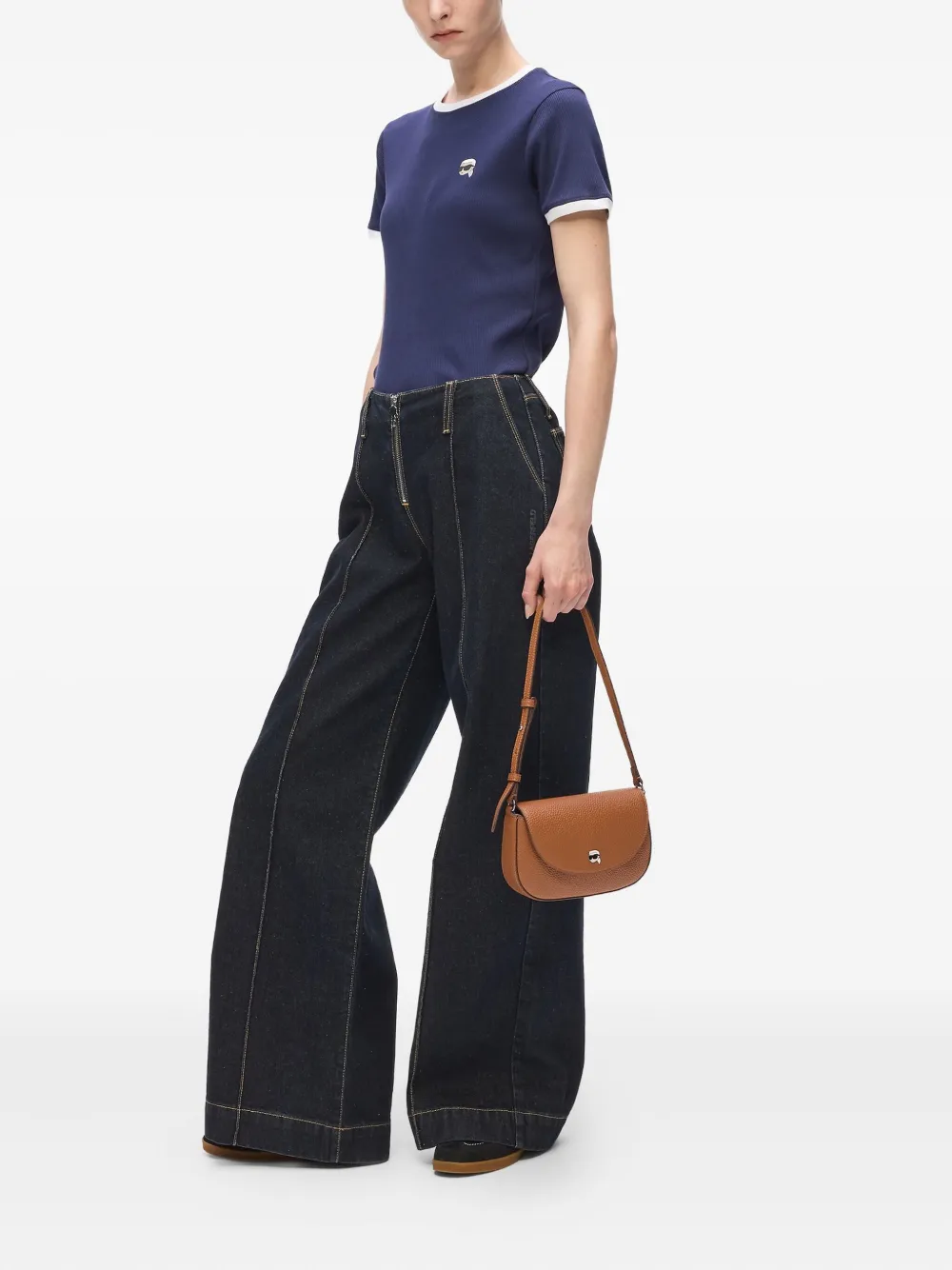 Karl Lagerfeld Ikon crossbodytas met omslag Bruin