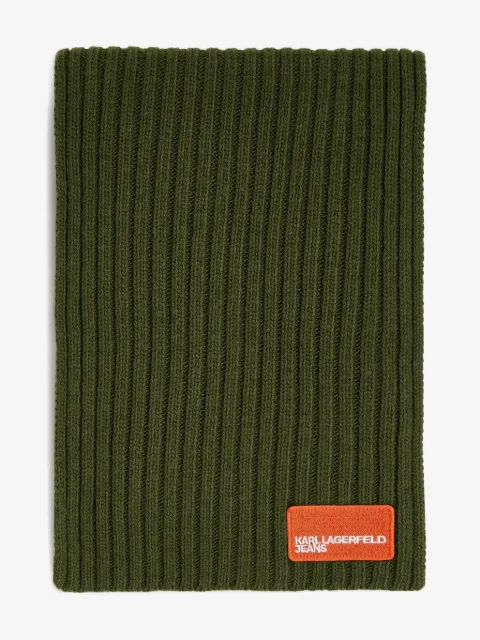 Karl Lagerfeld Jeans ribbed logo-patch scarf