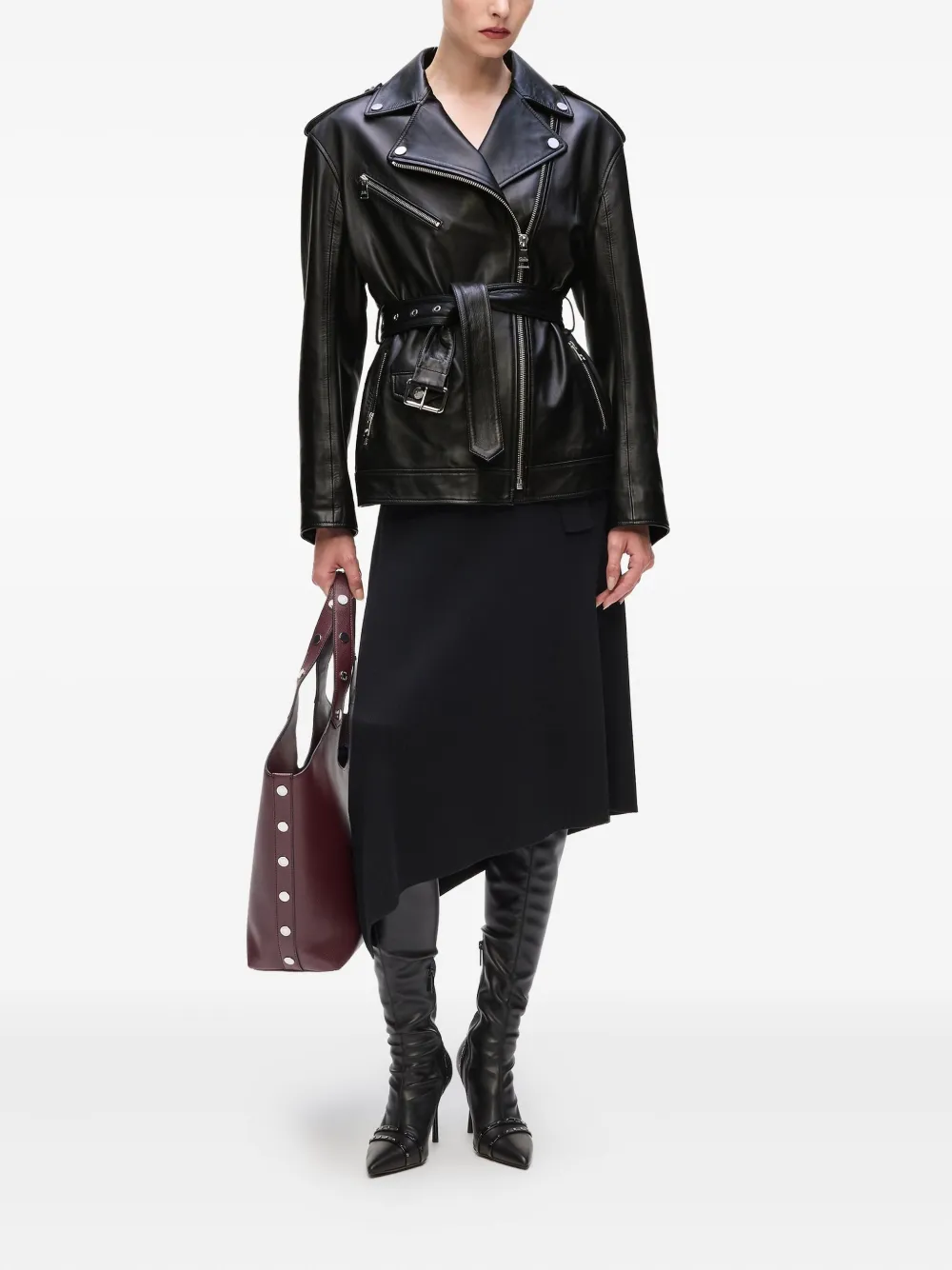Karl Lagerfeld Leren bikerjack Zwart