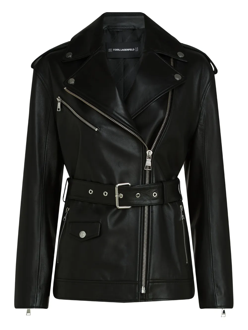 Karl Lagerfeld Leren bikerjack Zwart