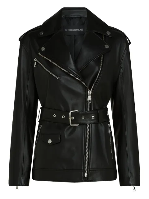 Karl Lagerfeld belted leather biker jacket