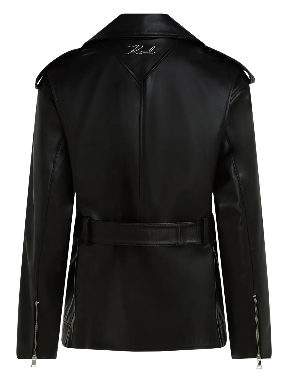 Karl Lagerfeld Leren bikerjack Zwart