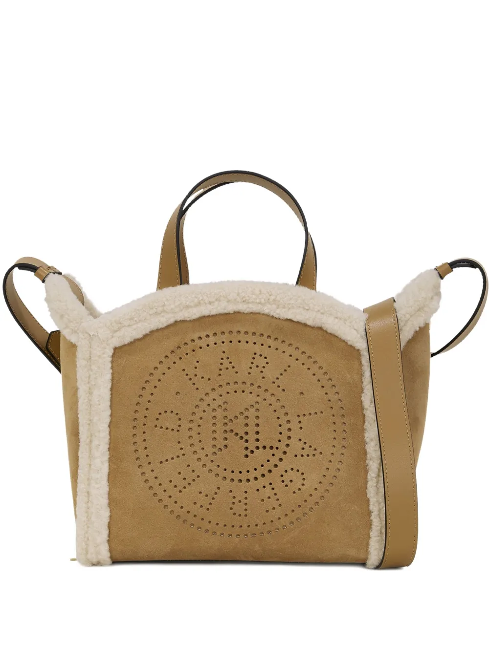 Karl Lagerfeld Small K/circle Shearling Tote Bag In Brown