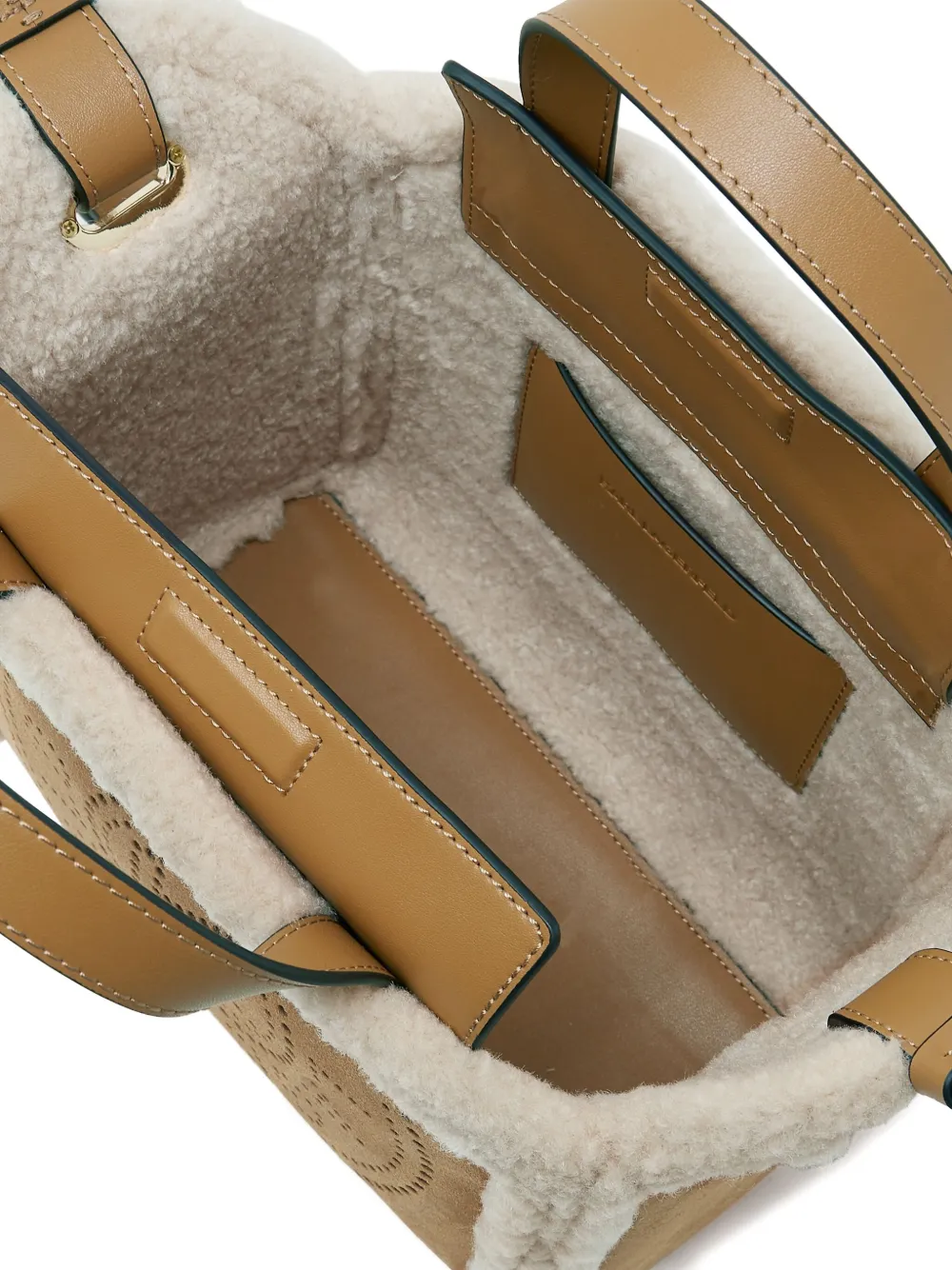 Karl Lagerfeld Small K/circle Shearling Tote Bag In Brown