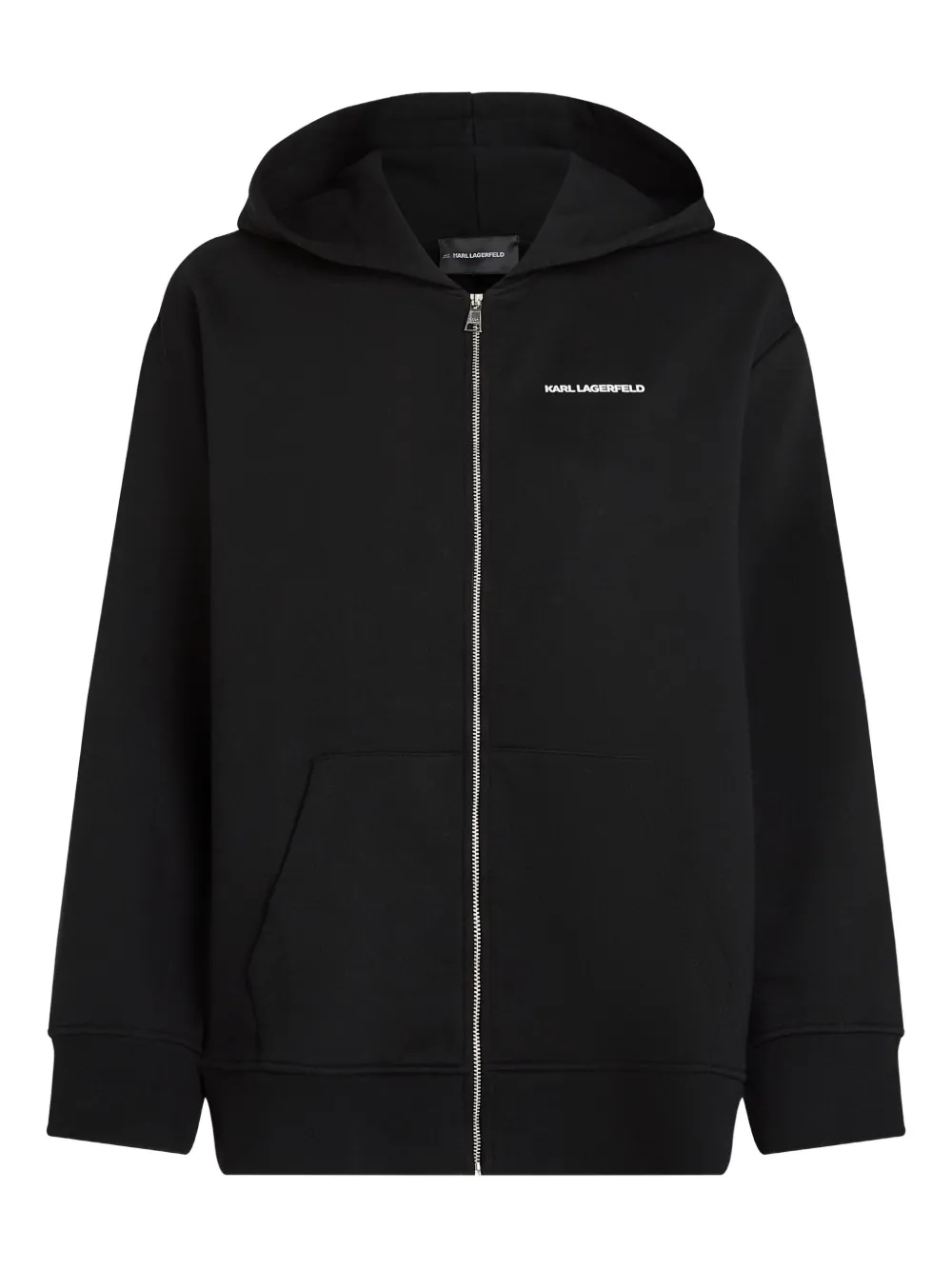 Karl Lagerfeld Logo-leopard Zip Hoodie In Black