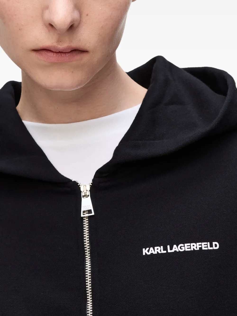 Karl Lagerfeld Hoodie met luipaardprint en rits Zwart