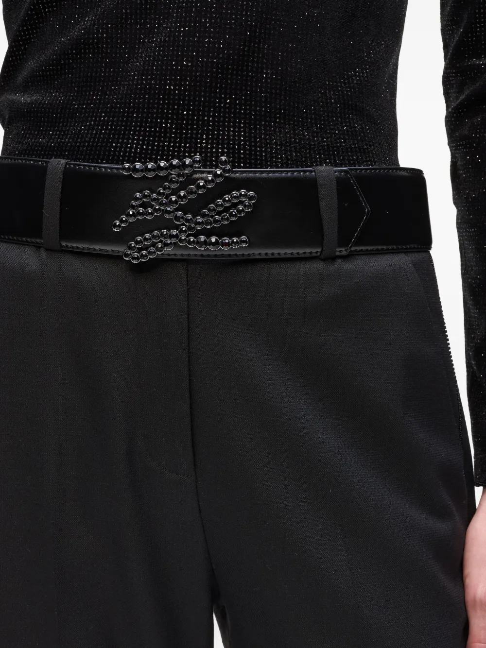 Karl Lagerfeld K/Autograph riem met stras - Zwart