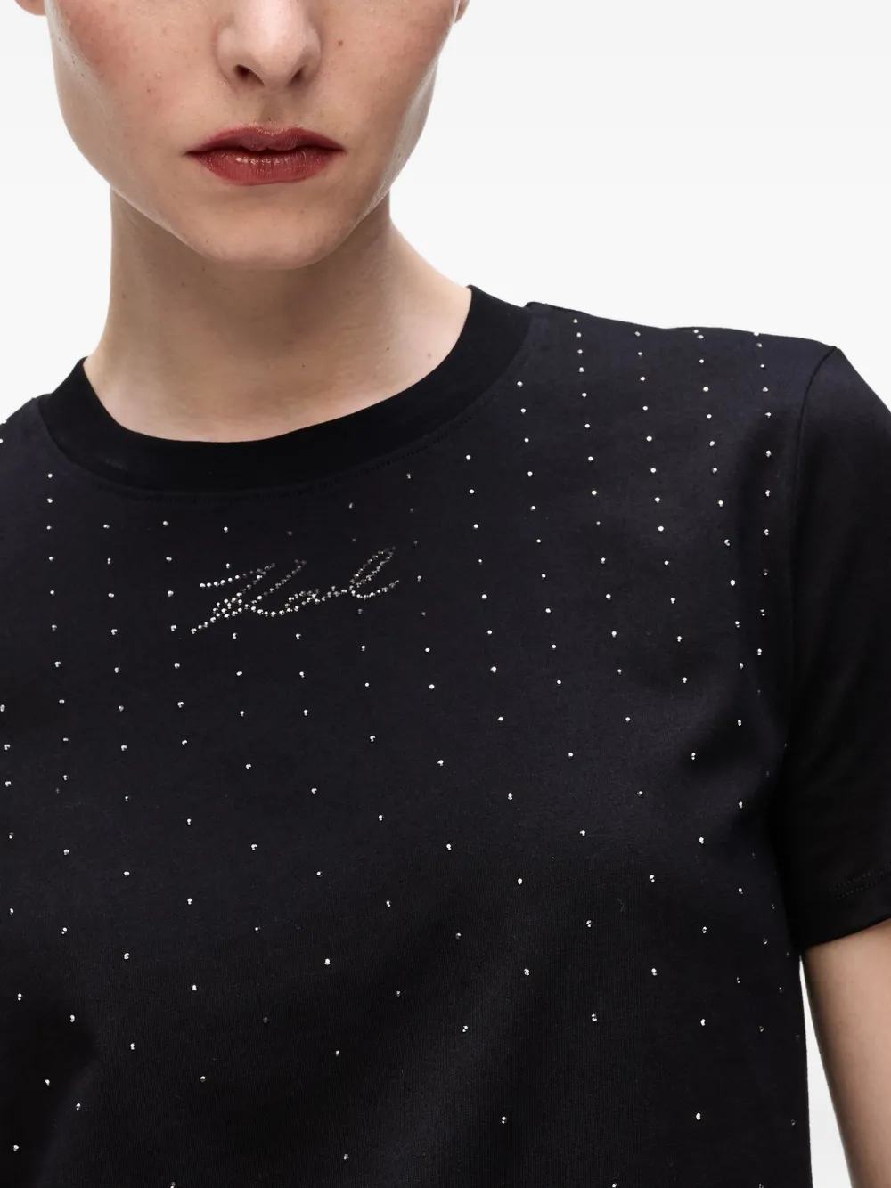 Karl Lagerfeld T-shirt met stras Zwart