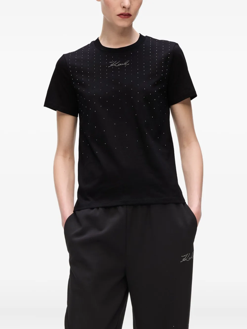 Karl Lagerfeld T-shirt met stras Zwart