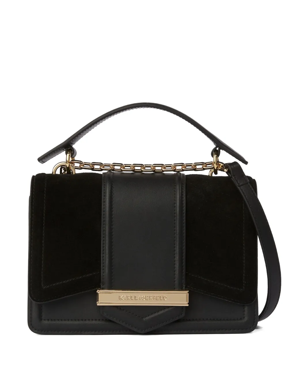 Karl Lagerfeld Borsa a spalla K/Nova in pelle scamosciata - Nero