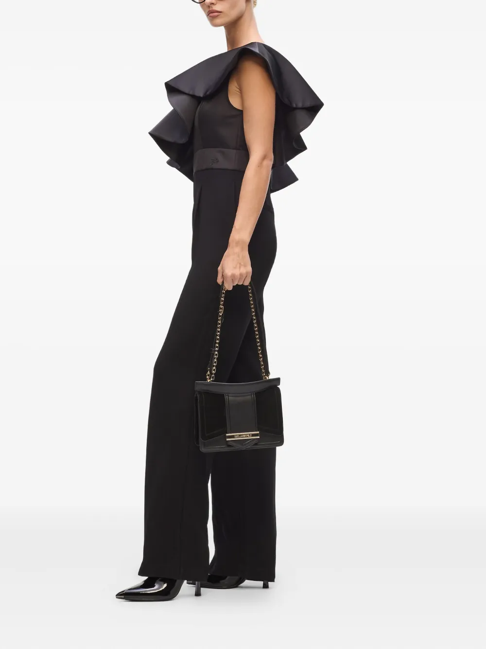 Karl Lagerfeld K/Nova suède schoudertas - Zwart