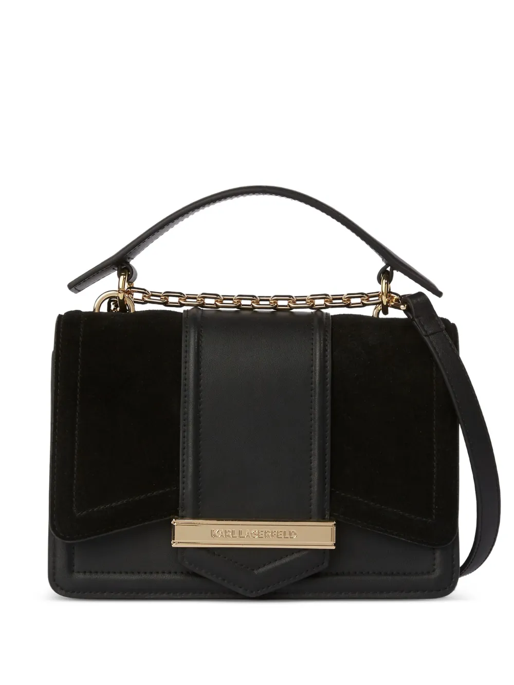 Karl Lagerfeld Borsa a spalla K/Nova in pelle scamosciata - Nero